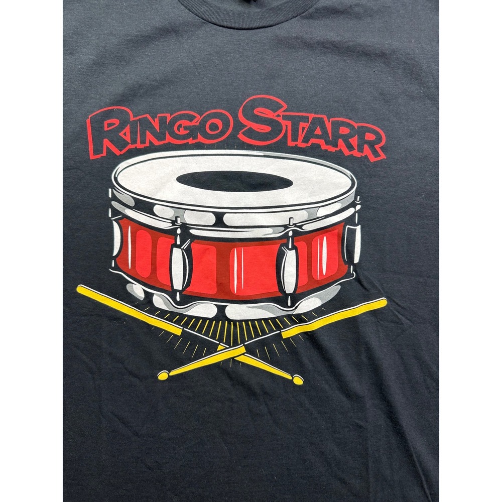 Gildan Ringo Starr Snare Drum Graphic T-Shirt Men's Medium Black Rock Music Tee